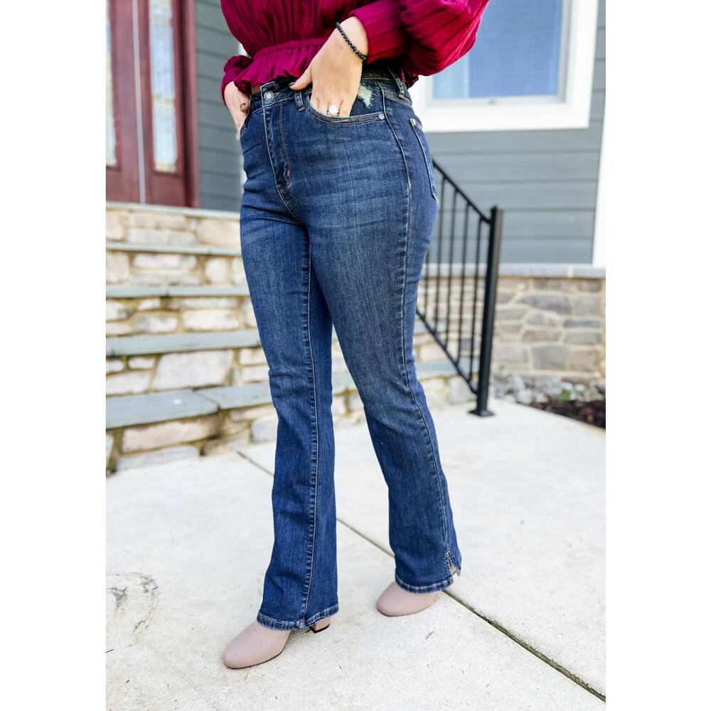 Judy Blue Women's Better in Boots High Waist Slit Hem Bootcut 18W Stretchy Jeans